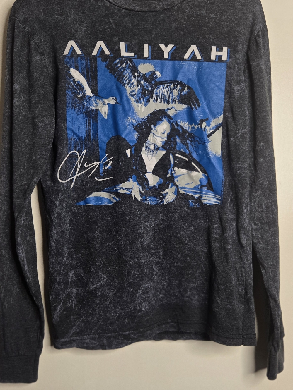 Ripple Junction Aaliyah Graphic Crewneck - Black with Blue Print